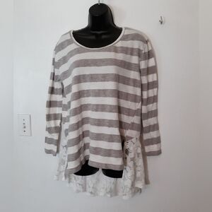 A'reve striped + lace train top